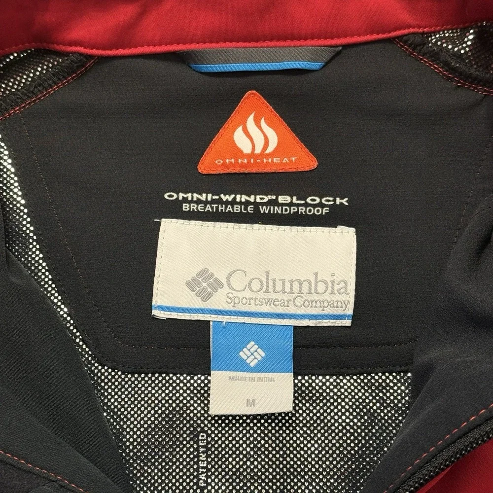 Columbia Omni Wind Block Omni Heat‎ Jacket Mens Medium Red Windproof Softshell